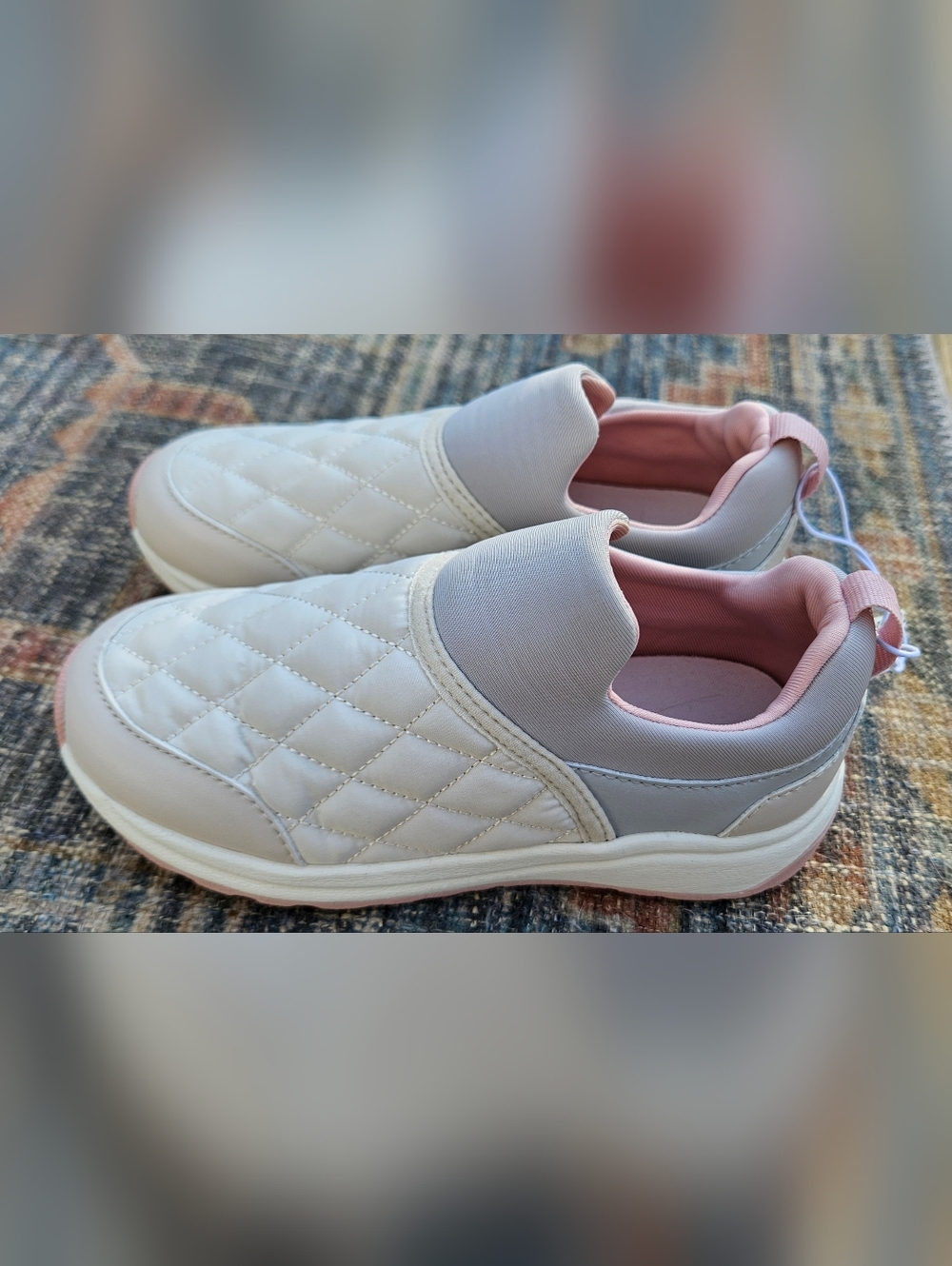 NWT Old Navy Size 11 Slip-On Sneakers in White and Pink